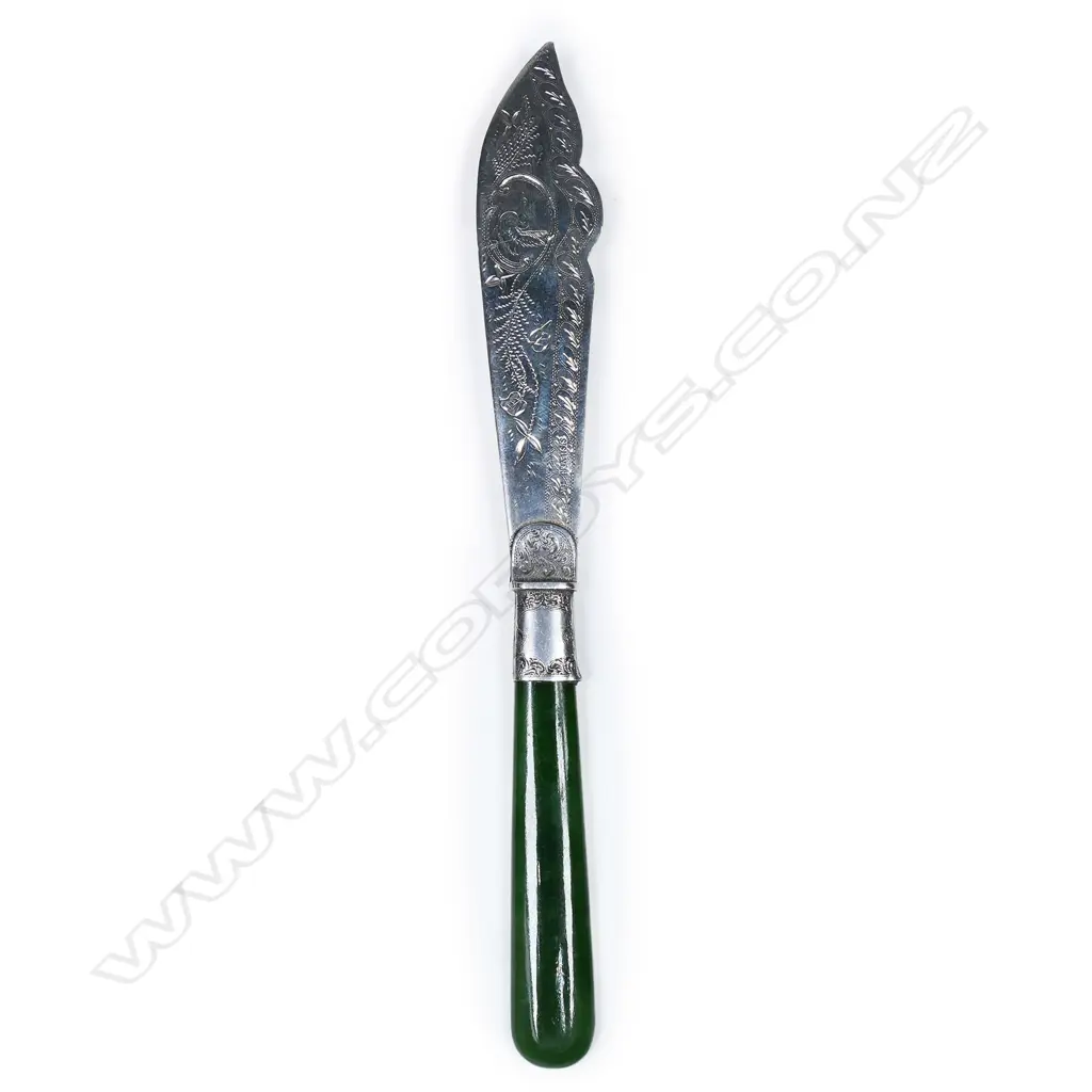 Frank Grady (Wellington) silver and greenstone butter knife, Image 1++